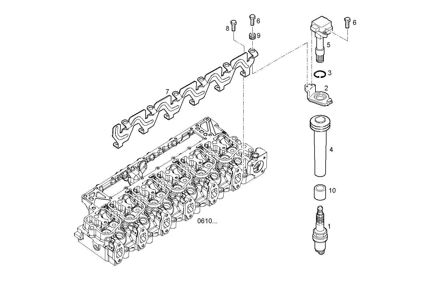 IGNITION CONTROL - SPARK PLUGS - F4BE0641A*G103 NEF 6 CNG parts diagram