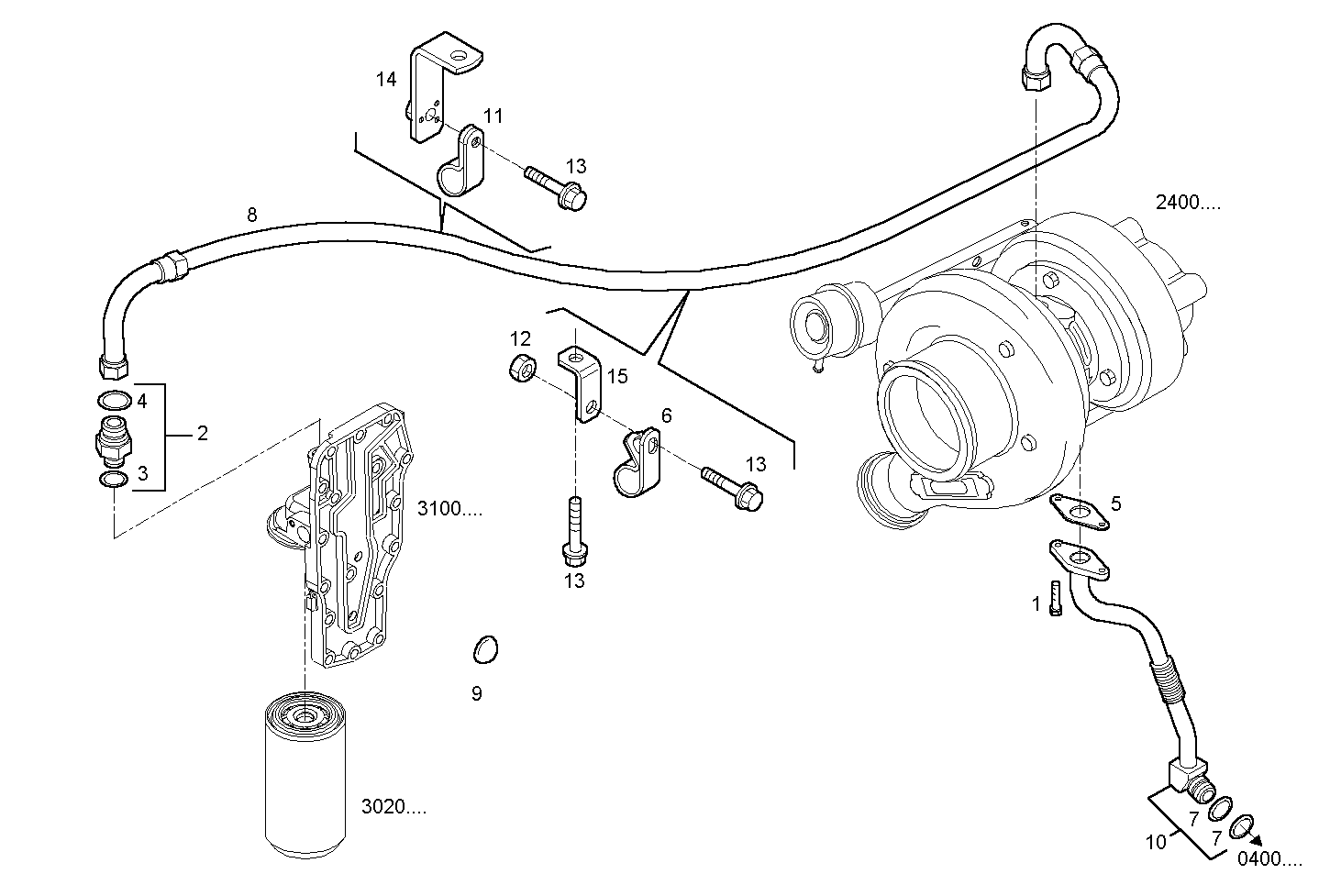 LUBE OIL LINES - F4AE0684B*D103 NEF 6 electron. - TIER 2 parts diagram