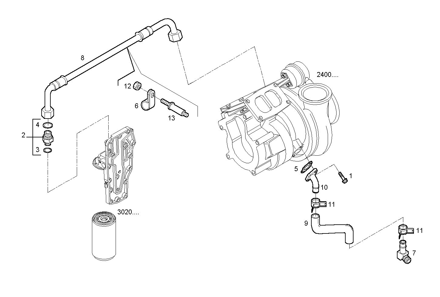 LUBE OIL LINES - F4AE0681D*C150 NEF 6 electron. - EURO 3 parts diagram