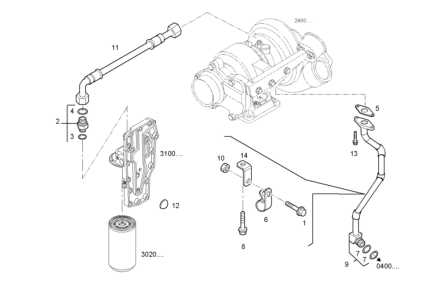 LUBE OIL LINES - F4GE0684C*D608 NEF 6 mechanic. - TIER 2 parts diagram