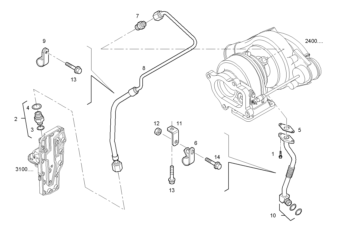 LUBE OIL LINES - N45MNTD20.00A002 NEF 4 mechanic. - TIER 2 parts diagram