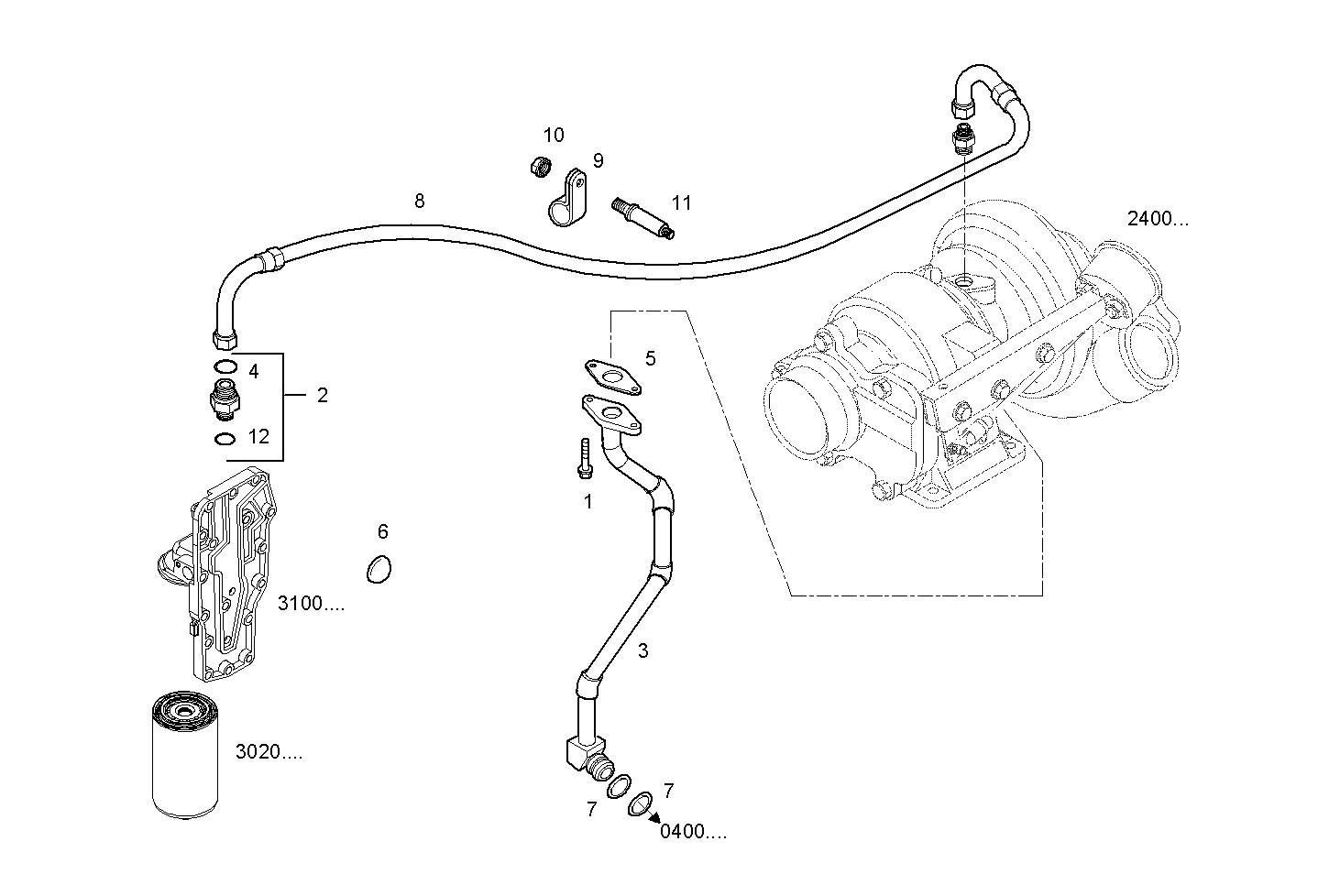 LUBE OIL LINES - N60ENTE24.00A002 NEF 6 electron. - TIER 2 parts diagram