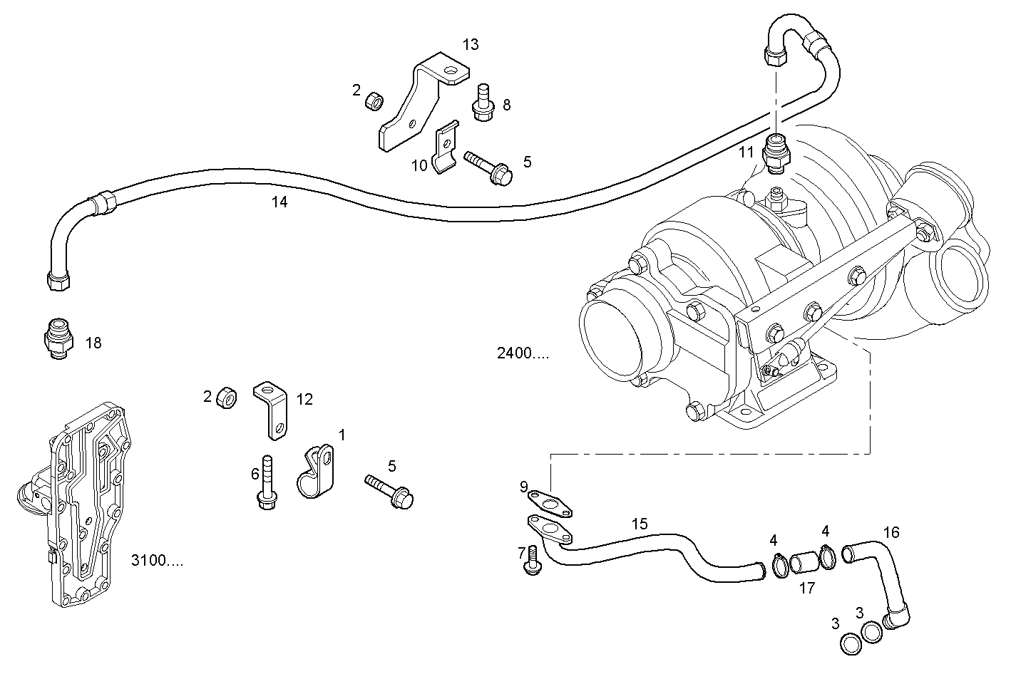 LUBE OIL LINES - N45MNSE00.00A002 NEF 4 mechanic. - TIER 2 parts diagram