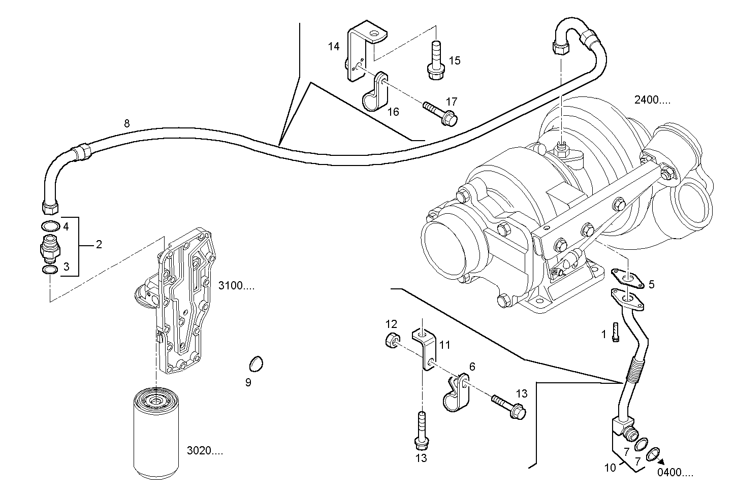 LUBE OIL LINES - N67MNTE21.00L002 NEF 6 electron. - TIER 2 parts diagram