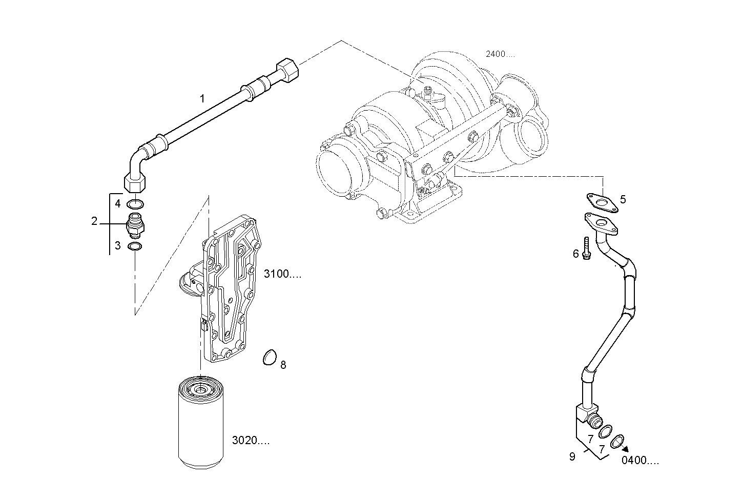 LUBE OIL LINES - F4AE0682C*C119 NEF 6 electron. - EURO 3 parts diagram