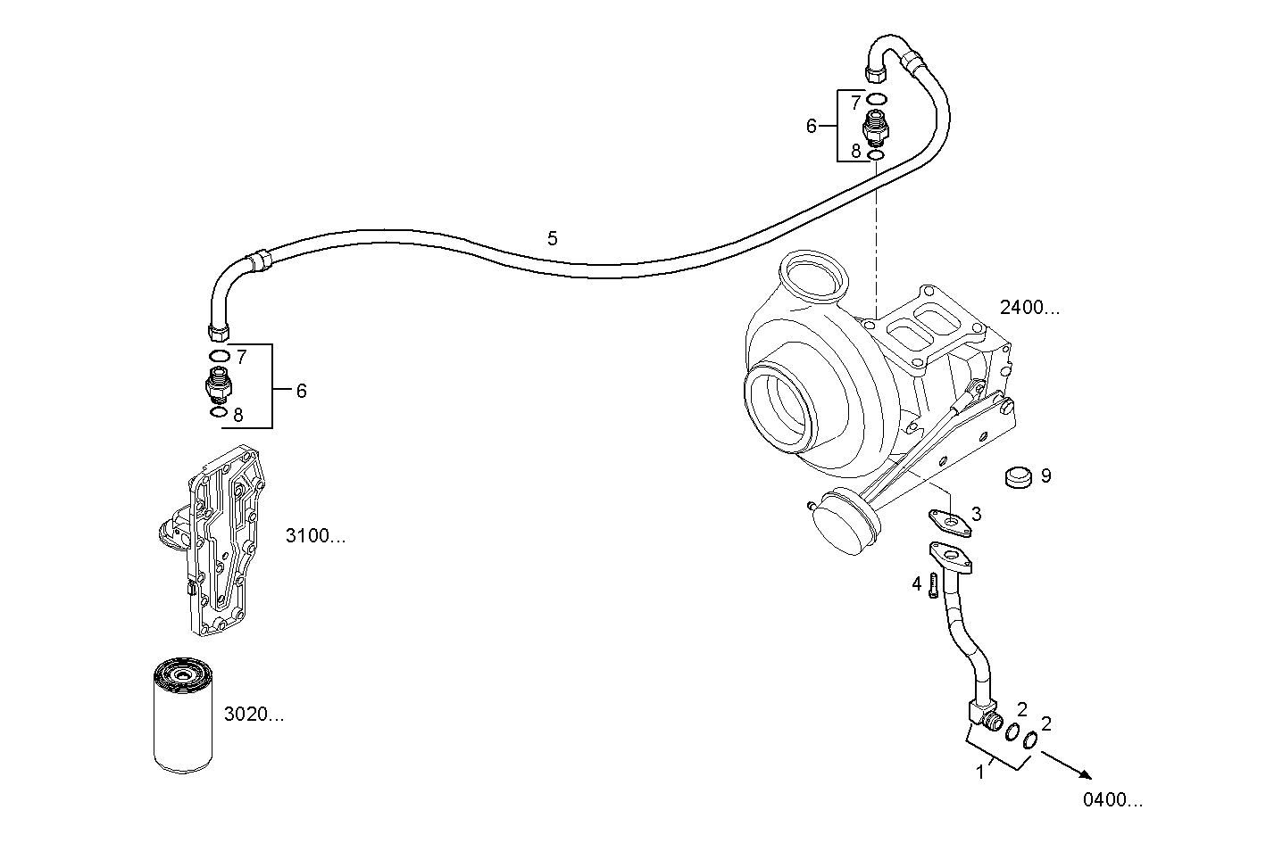 LUBE OIL LINES - N60MNTG26.00A002 NEF 6 CNG parts diagram