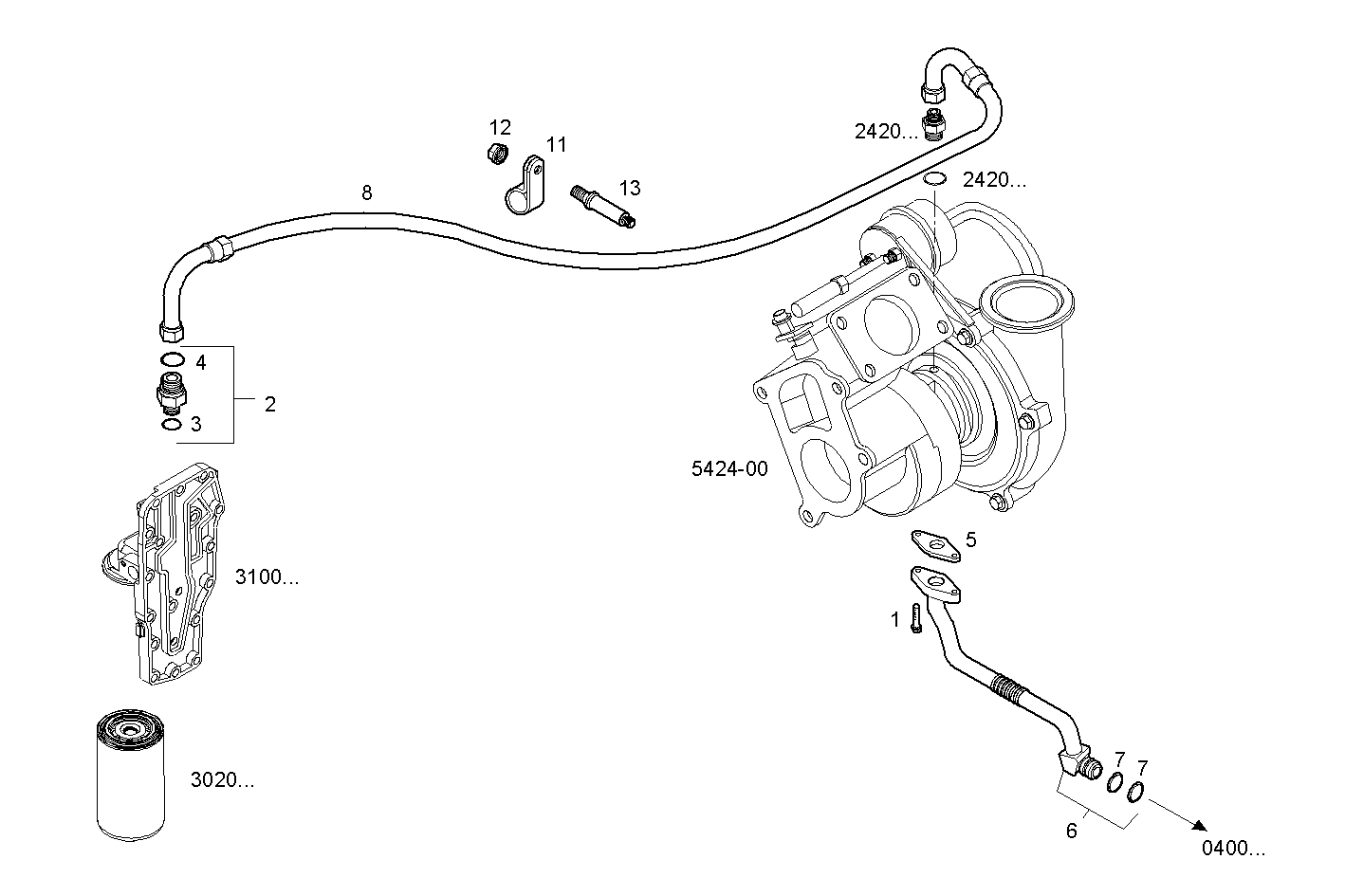 LUBE OIL LINES - F4AE0481C*C102 NEF 4 electron. - EURO 3 parts diagram