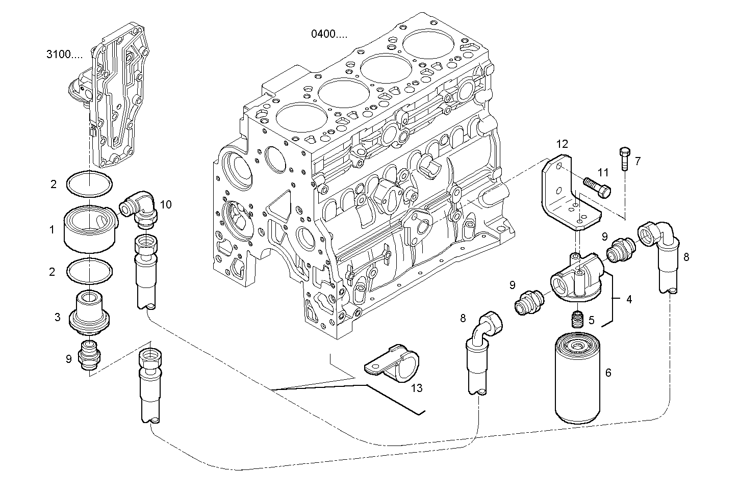 OIL FILTERS - F4GE0454A*D606 NEF 4 mechanic. - TIER 2 parts diagram