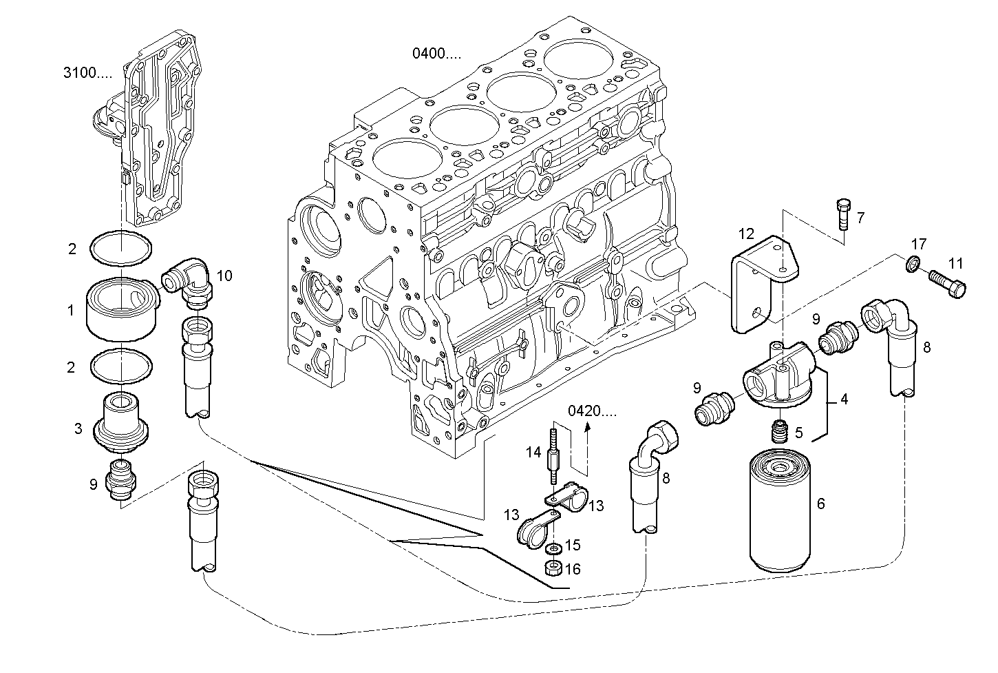 OIL FILTERS - F4AE0681D*C150 NEF 6 electron. - EURO 3 parts diagram