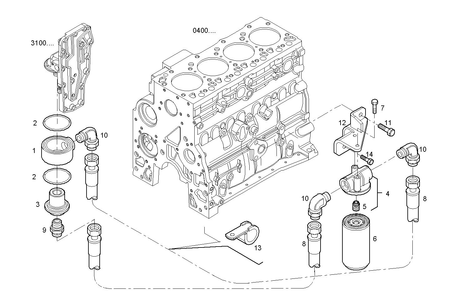 OIL FILTERS - F4GE0454A*D606 NEF 4 mechanic. - TIER 2 parts diagram