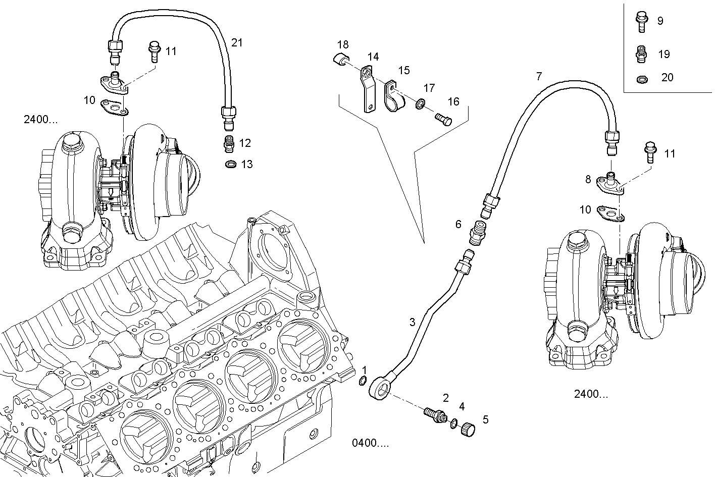 LUBE OIL LINES - V08ENTM12.10A210 VECTOR 8 parts diagram