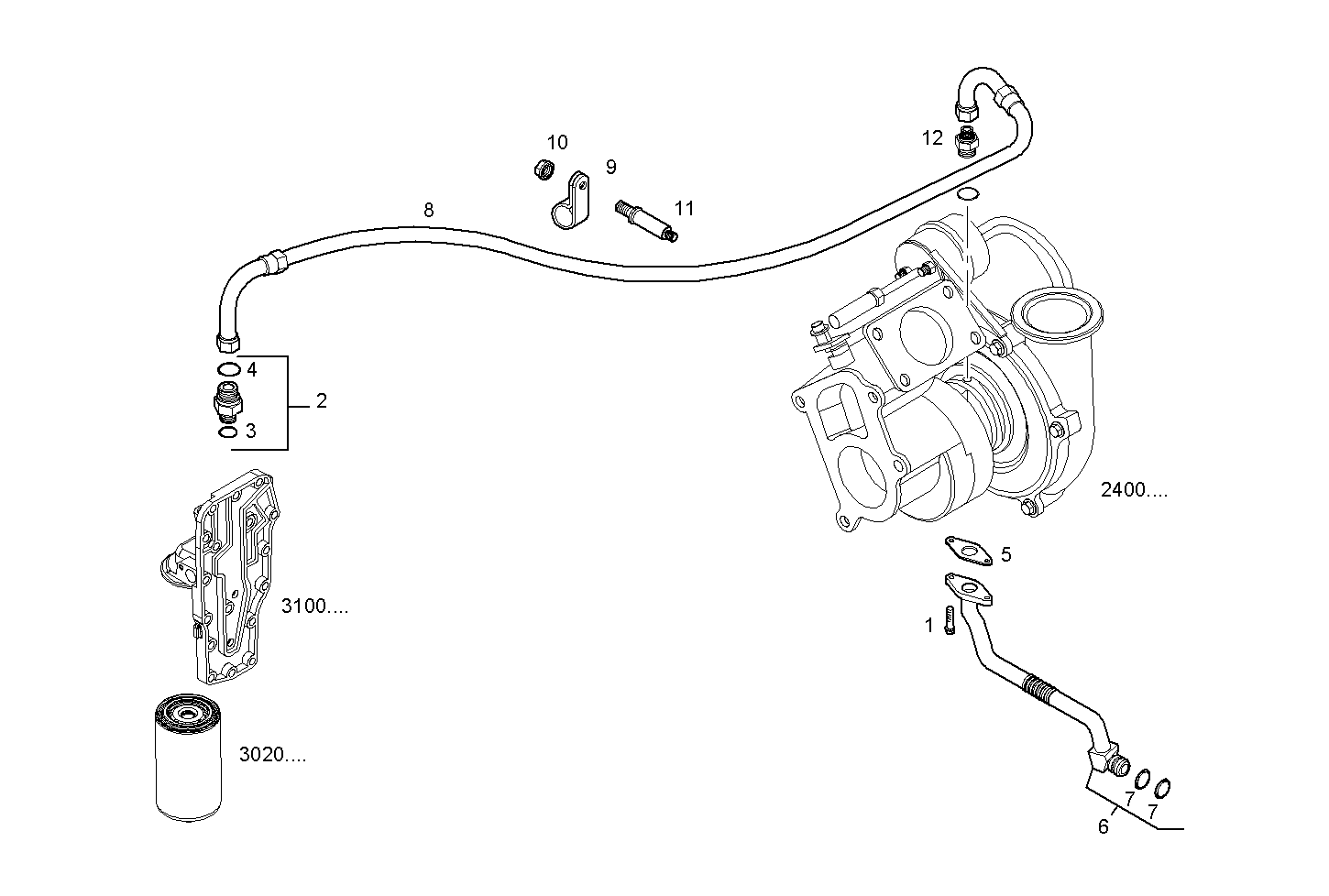TURBOCHARGER OIL LINES - F4AE0484B*D103 NEF 4 electron. - TIER 2 parts diagram