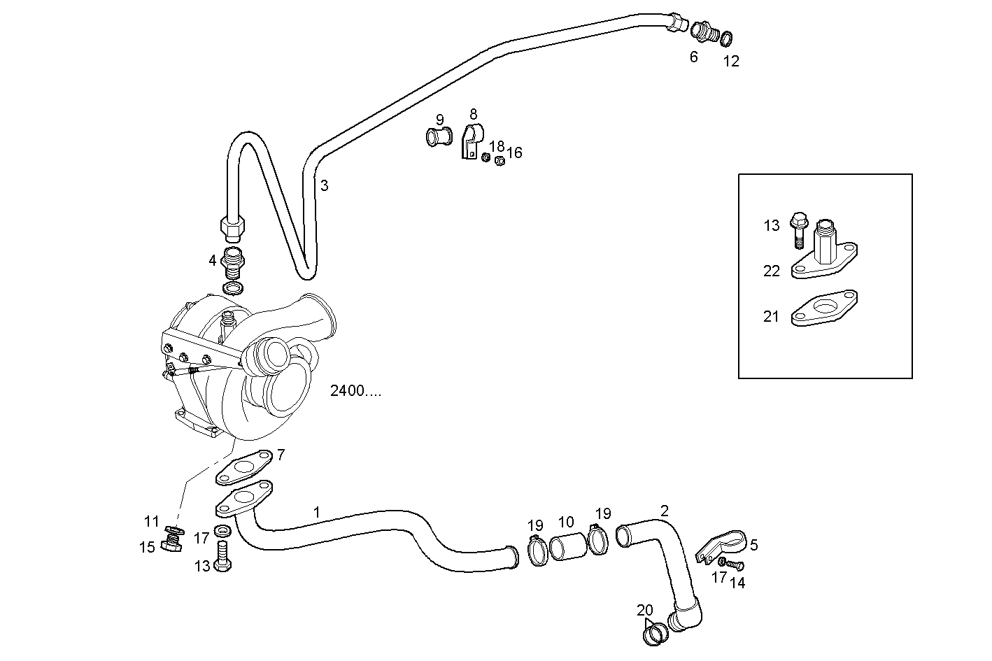 TURBOCHARGER OIL LINES - N67ENTM45.10 NEF 6 electron. parts diagram