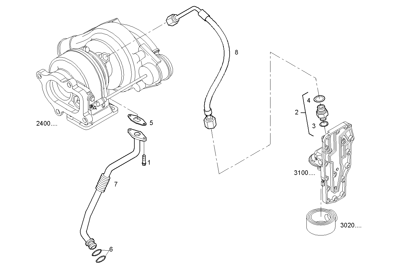 TURBOCHARGER OIL LINES - F4AE3481D*P103 NEF 4 electron. - EURO 4 parts diagram
