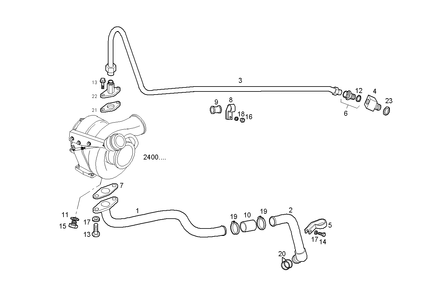 TURBOCHARGER OIL LINES - N60ENTM40.10A001 NEF 6 electron. parts diagram