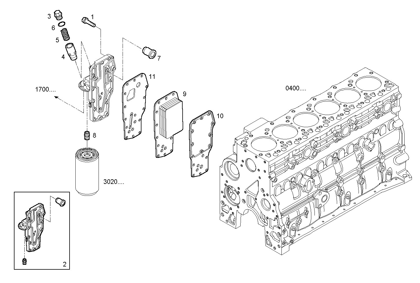OIL - WATER HEAT EXCHANGER - GENEF200E.A71M NEF 6 electron. parts diagram
