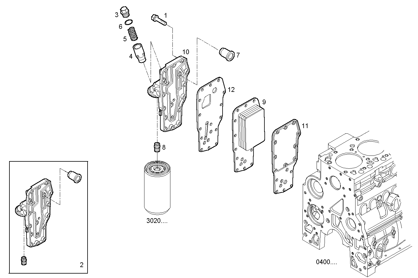 OIL - WATER HEAT EXCHANGER - F4AE0484B*D102 NEF 4 electron. - TIER 2 parts diagram