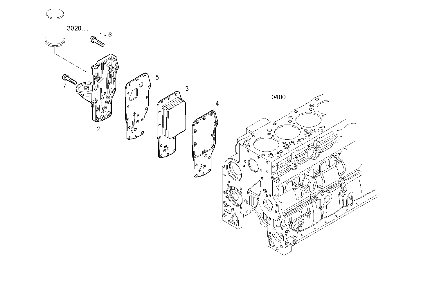 OIL - WATER HEAT EXCHANGER - N67MNTM28.11 NEF 6 mechanic. parts diagram