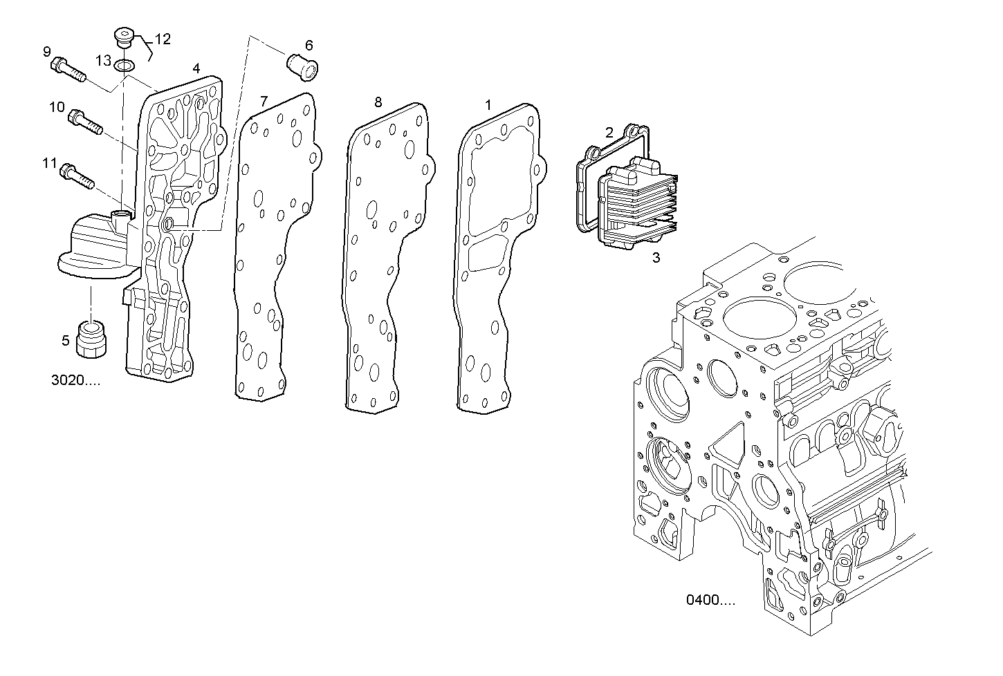 OIL - WATER HEAT EXCHANGER - F4CE0304A*D600 NEF 3 - TIER 2 parts diagram