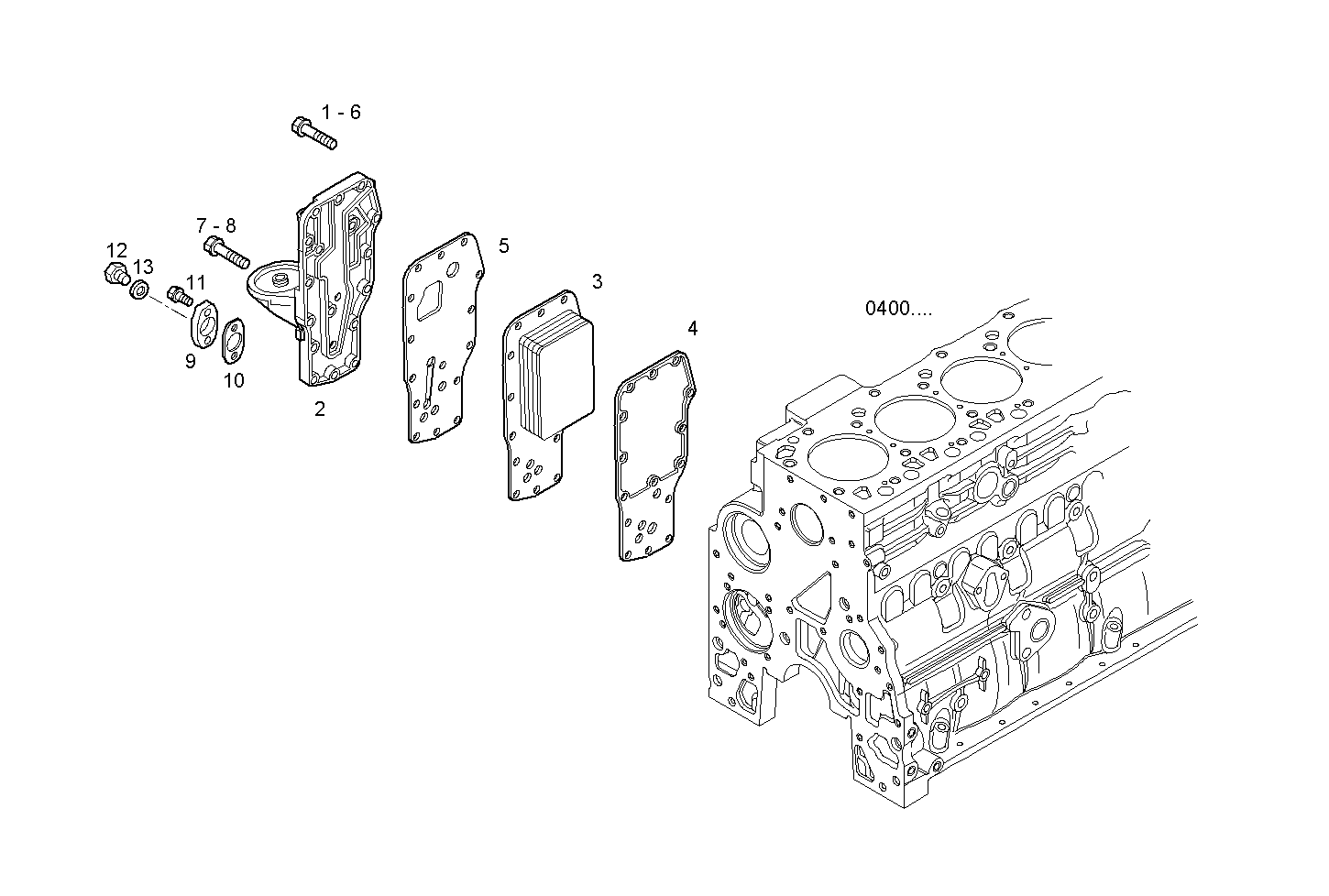 OIL - WATER HEAT EXCHANGER - N67MNTM28.10 NEF 6 mechanic. parts diagram