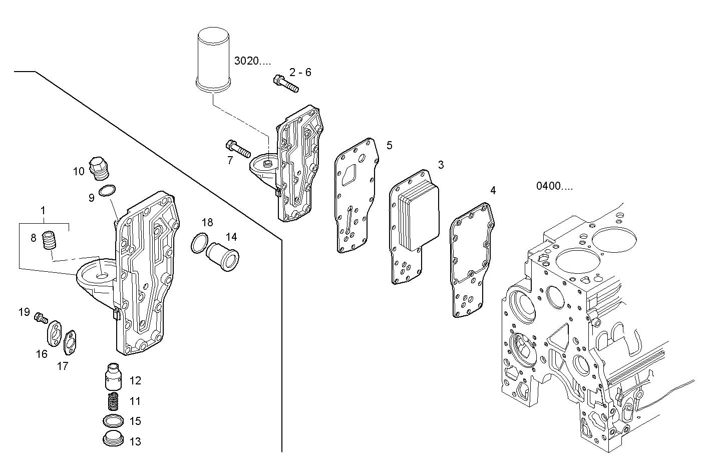 OIL - WATER HEAT EXCHANGER - N45MNAM10.00 NEF 4 mechanic. parts diagram