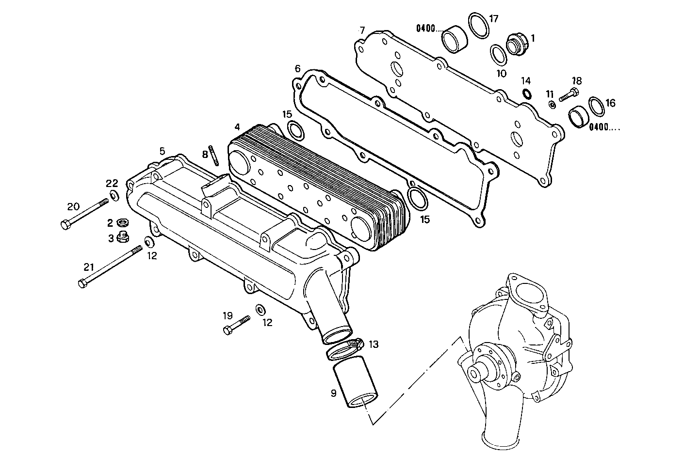 OIL - WATER HEAT EXCHANGER - 8281I03.00A803 8281I03 parts diagram