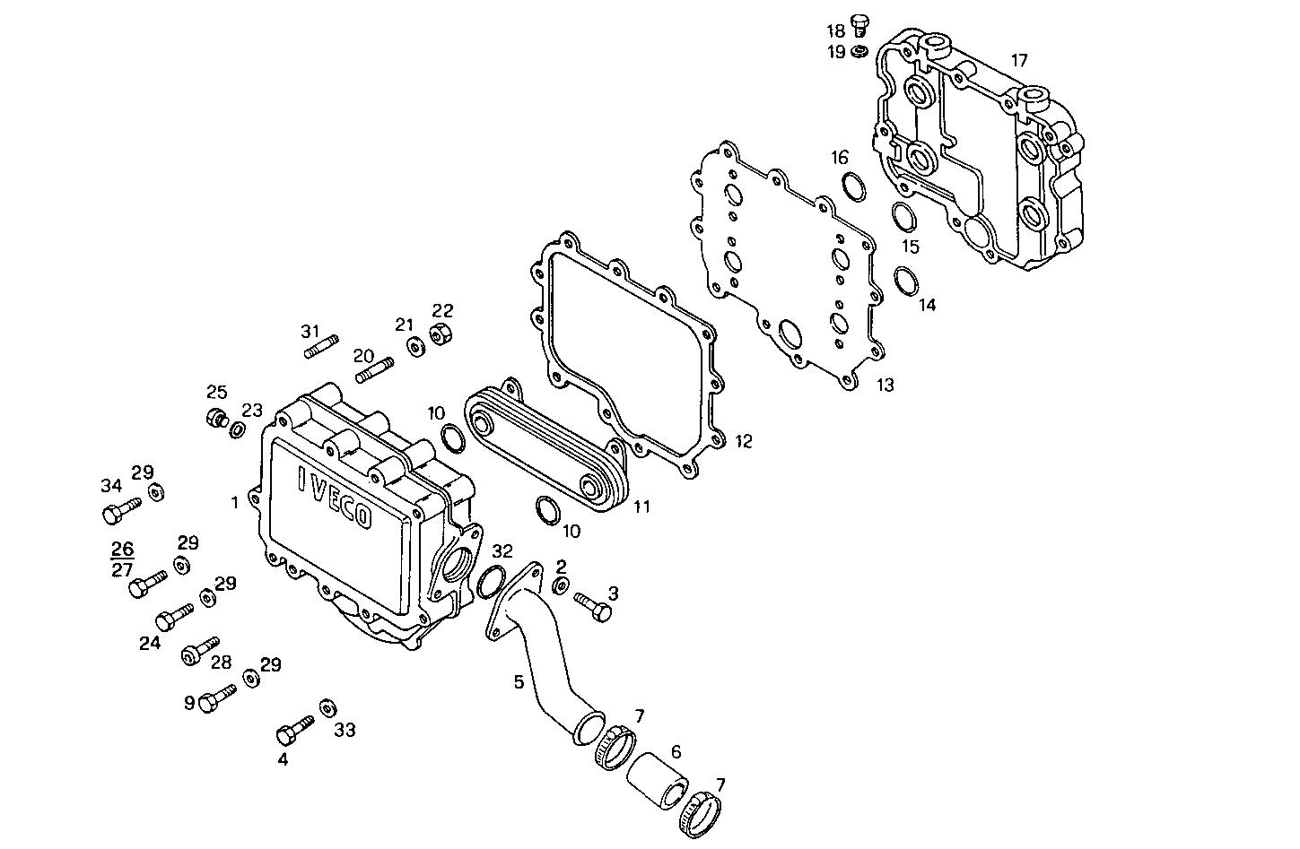 OIL - WATER HEAT EXCHANGER - 8281SRi27.00A580 8281SRi27 parts diagram