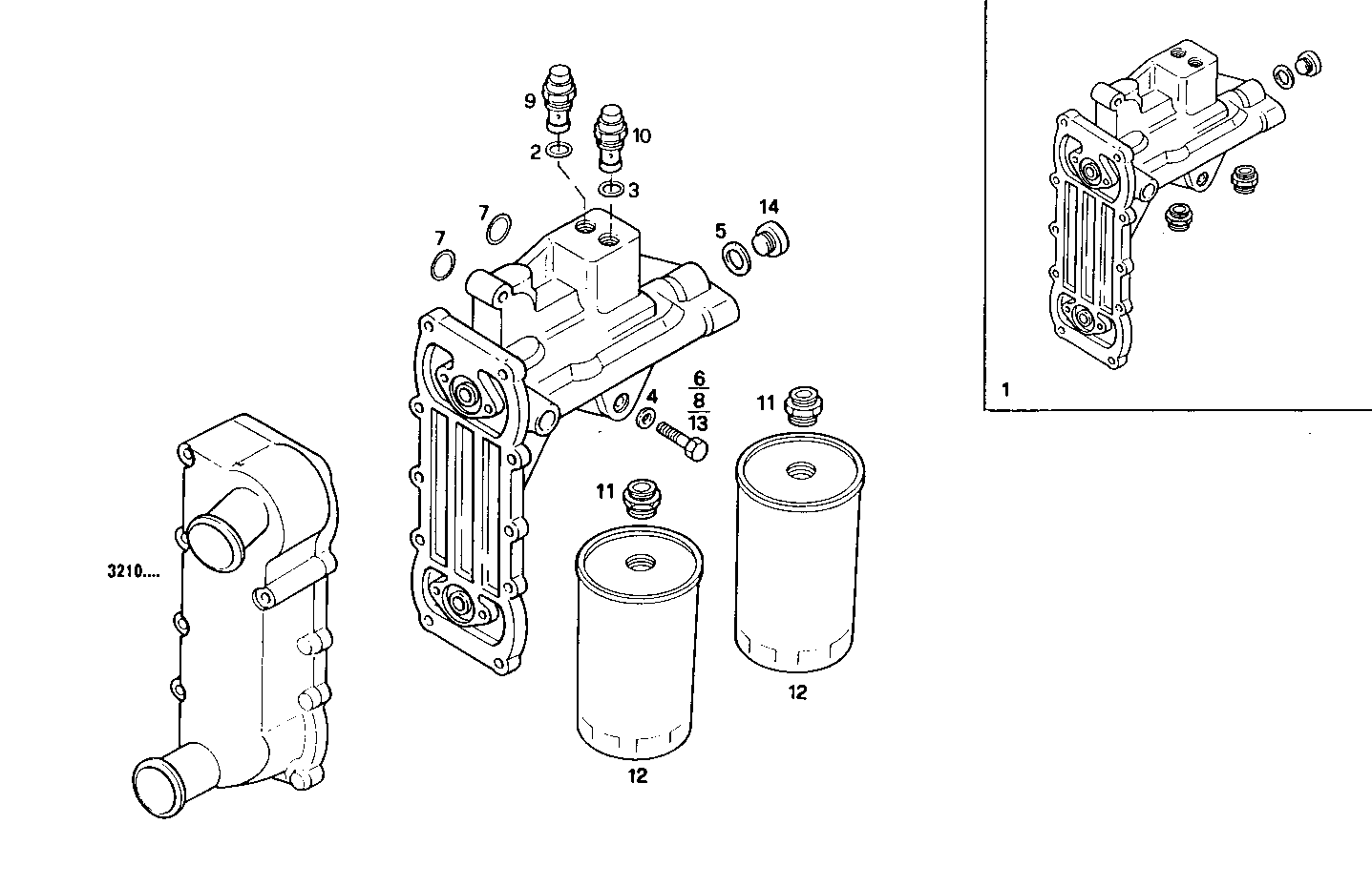 OIL - WATER HEAT EXCHANGER - 8460SRC21.10 8460SRC21 parts diagram