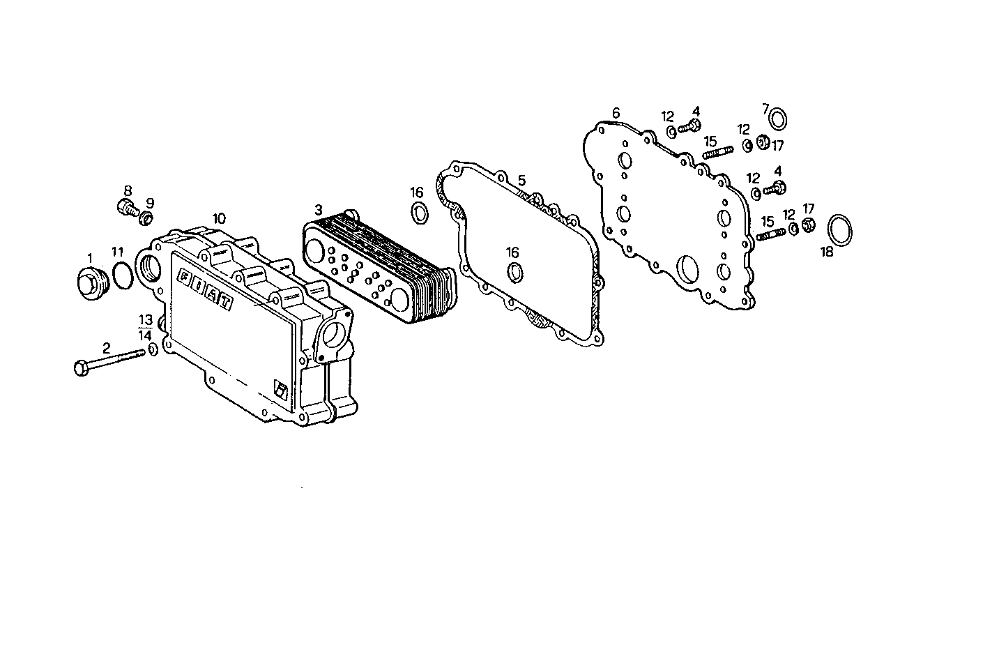 OIL - WATER HEAT EXCHANGER - 8281SRM44.10 8281SRM44 parts diagram