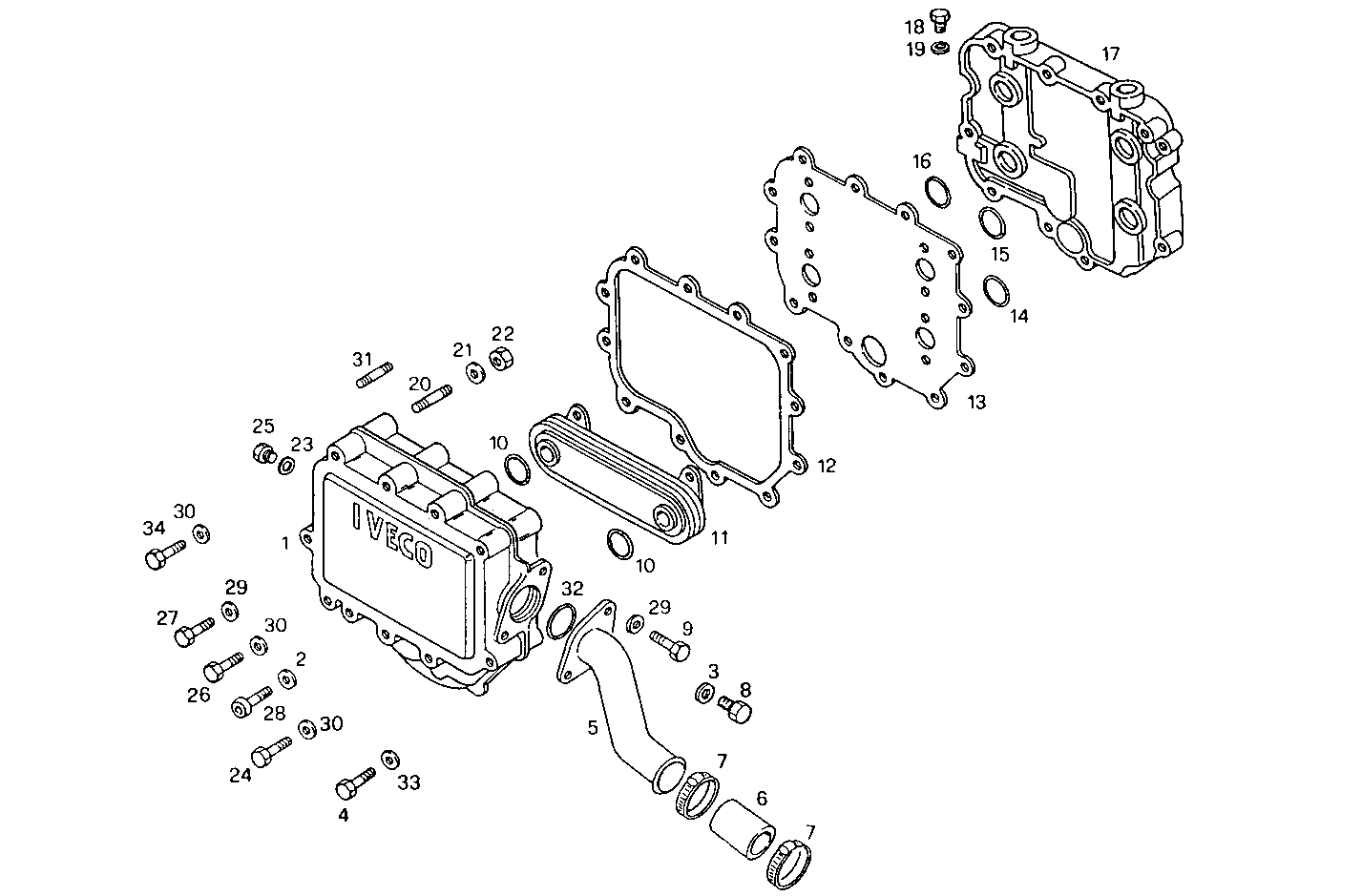 OIL - WATER HEAT EXCHANGER - 8281SRE10.00 8281SRE10 parts diagram