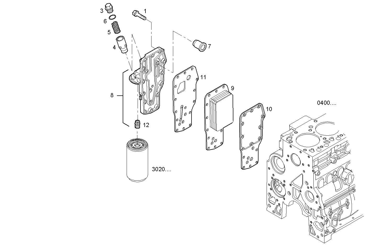 OIL - WATER HEAT EXCHANGER - N45MNSF40.10 NEF 4 mechanic. parts diagram