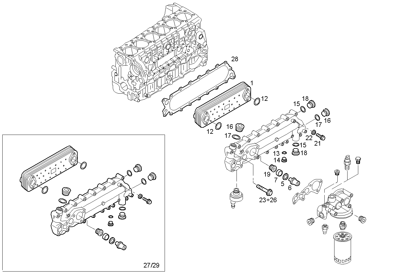 OIL - WATER HEAT EXCHANGER - CURSOR78TE2.1A002 CURSOR 8 parts diagram