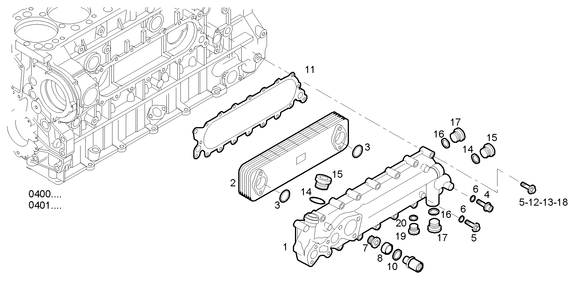 OIL - WATER HEAT EXCHANGER - CURSOR13TE3.A003 CURSOR 13 parts diagram