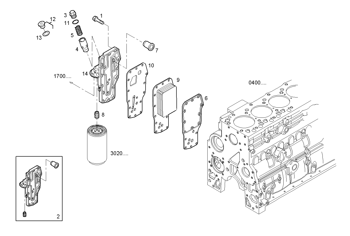 OIL - WATER HEAT EXCHANGER - F4AE0484B*D103 NEF 4 electron. - TIER 2 parts diagram