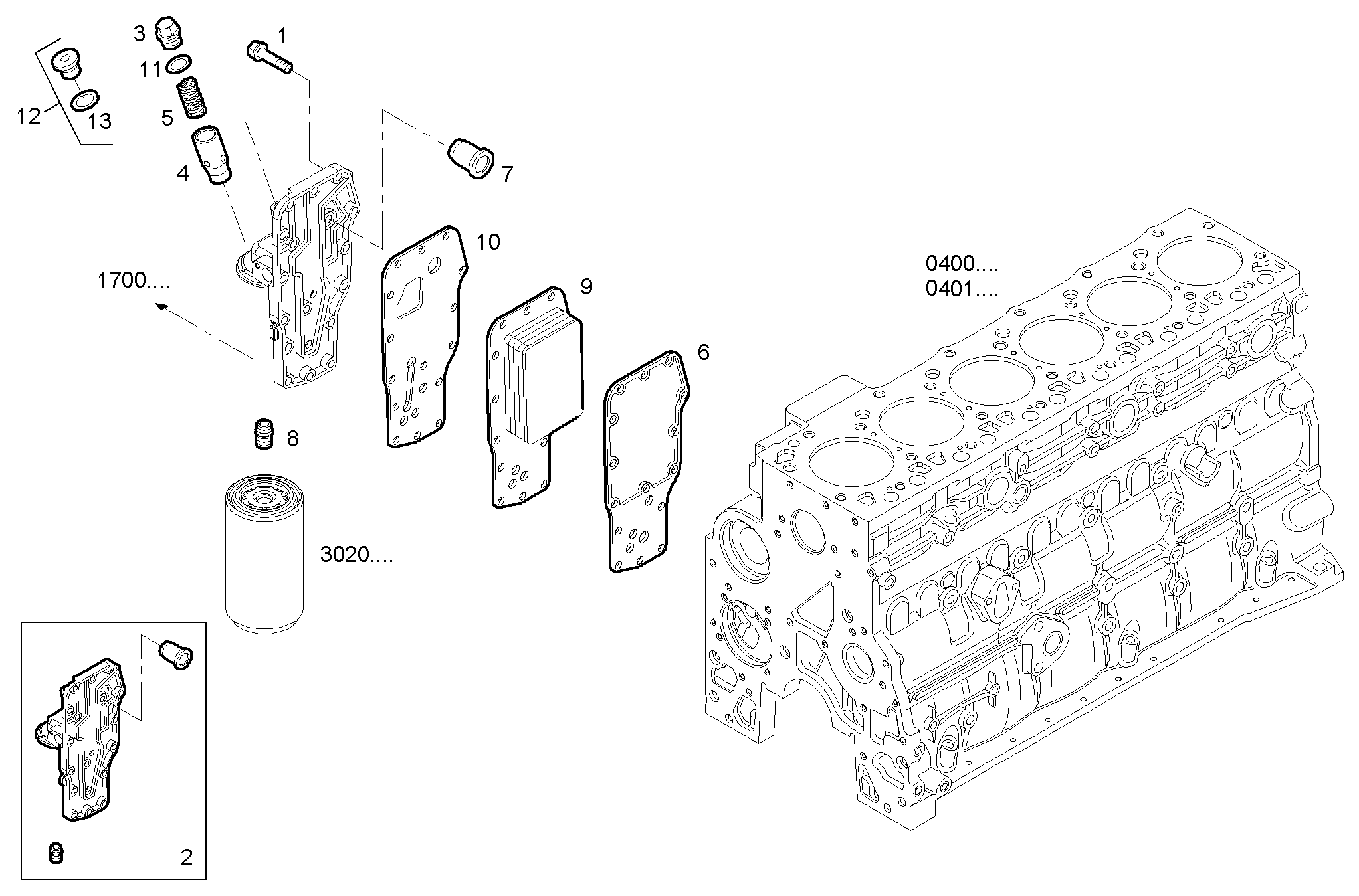 OIL - WATER HEAT EXCHANGER - N60MNTG26.00A002 NEF 6 CNG parts diagram