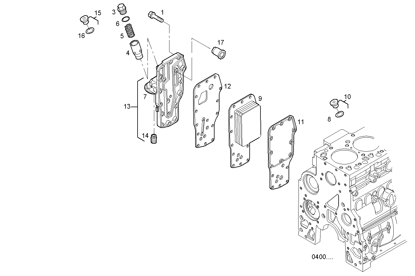 OIL - WATER HEAT EXCHANGER - NEF45AM1-5.A001 NEF 4 mechanic. parts diagram