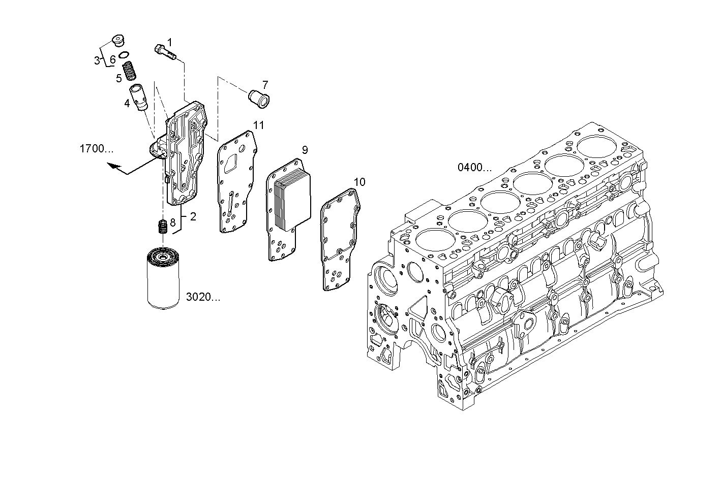 OIL - WATER HEAT EXCHANGER - F4AE0687A*B100 NEF 6 electron. parts diagram
