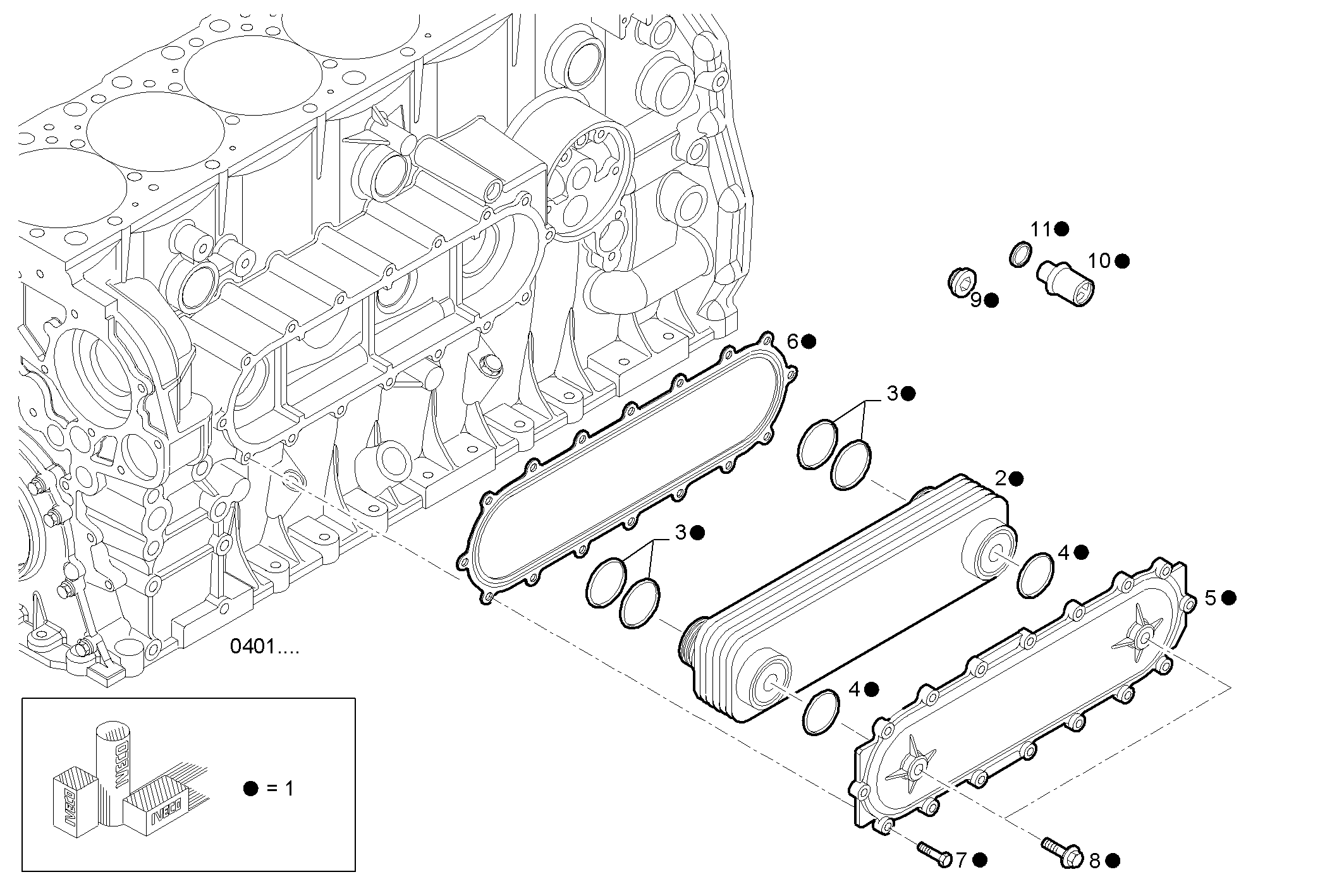 OIL - WATER HEAT EXCHANGER - F2CE9687C*E001 CURSOR 9 - TIER 3 parts diagram