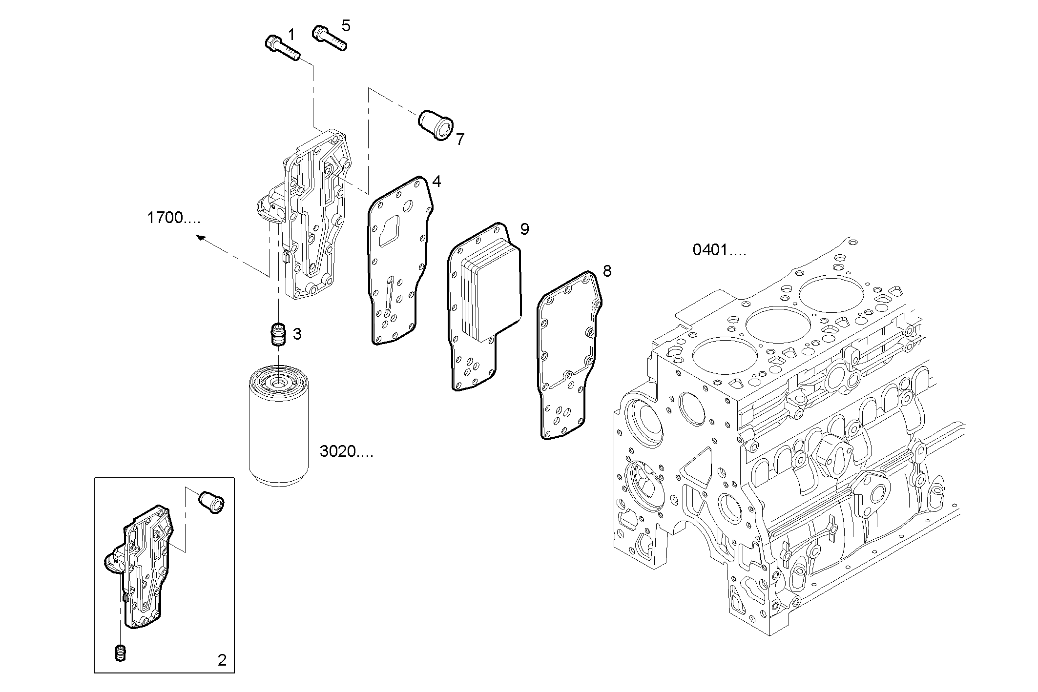 OIL - WATER HEAT EXCHANGER - F4CE0454A*D604 NEF 4 mechanic. - TIER 2 parts diagram