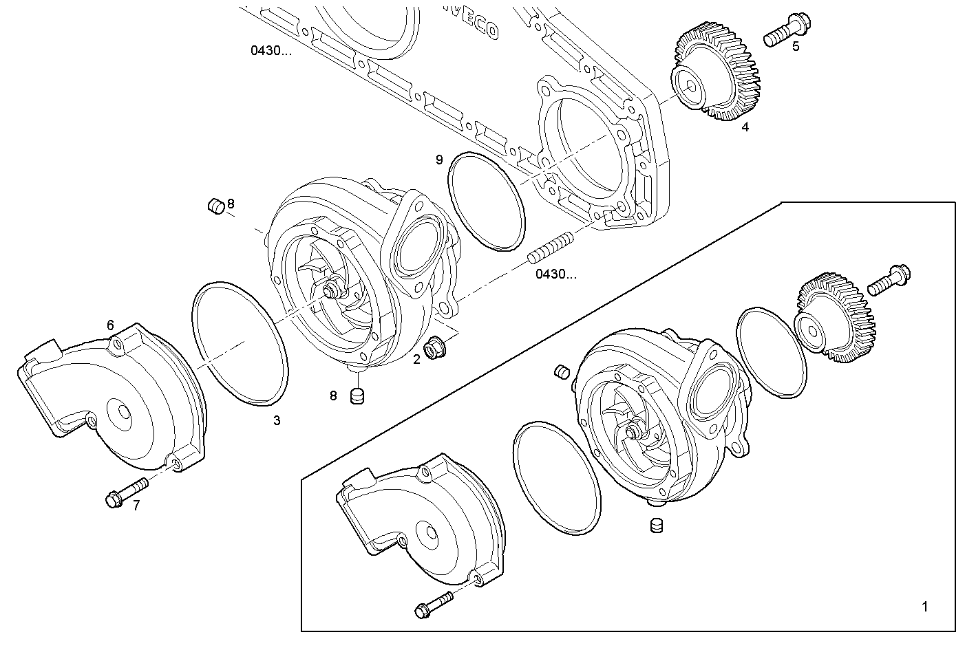 WATER PUMP - FVAE2885X*A100 VECTOR 8 parts diagram