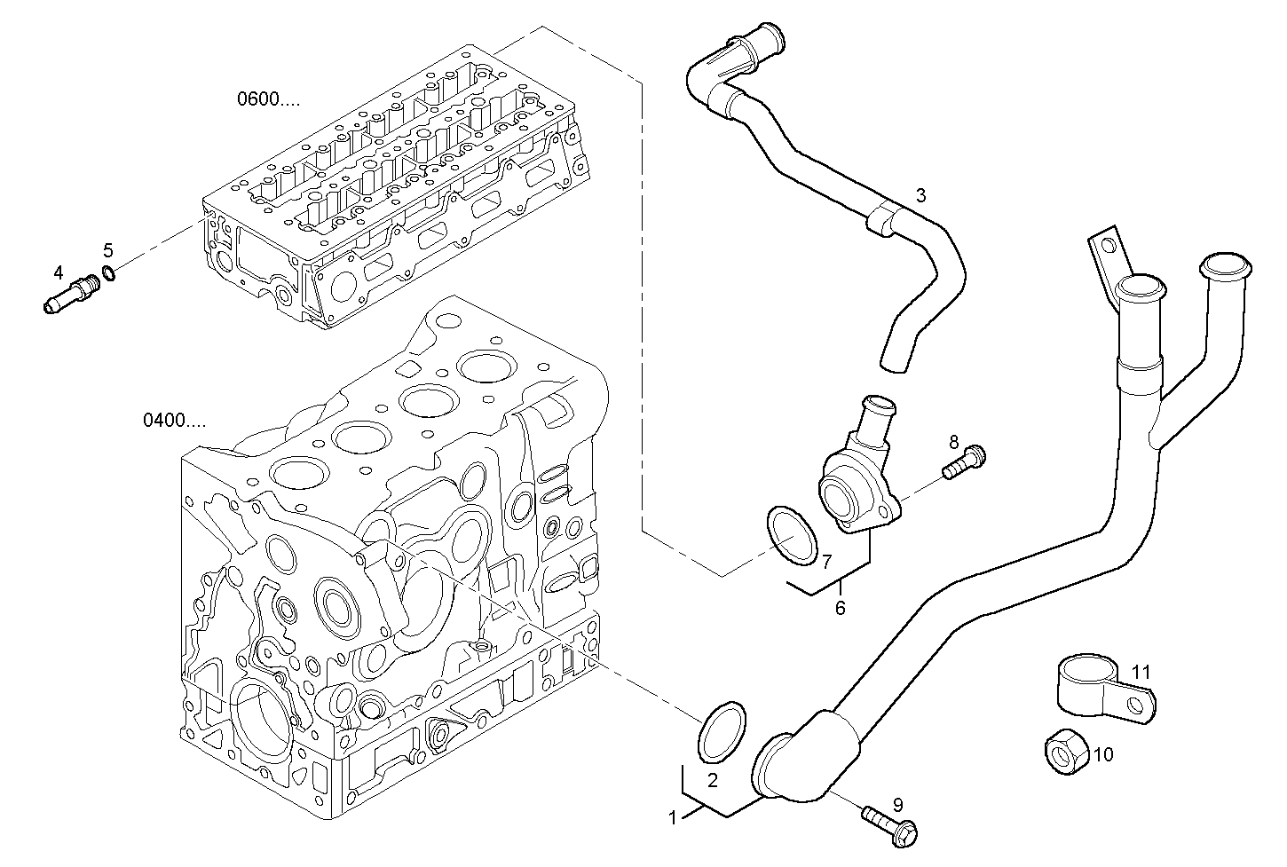 WATER LINES - F1AE0481B*B301 SOFIM HPI 2.3L - EURO 3 parts diagram