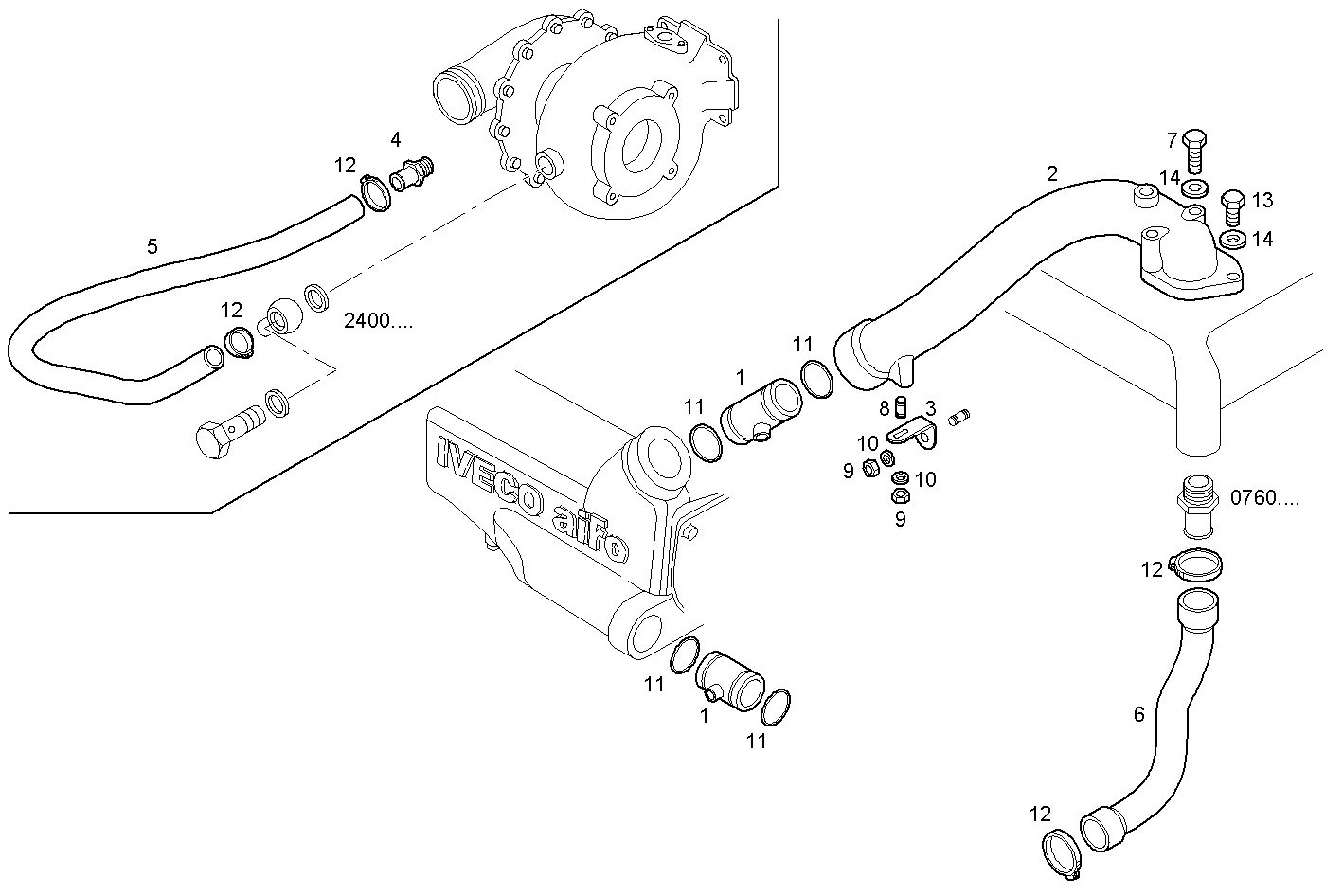 WATER LINES - N60ENTM37.10 NEF 6 electron. parts diagram