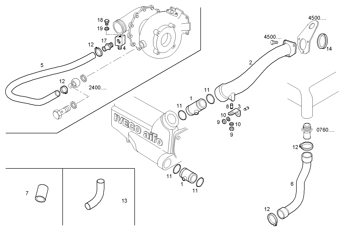 WATER LINES - N67MNSM22.11 NEF 6 mechanic. parts diagram