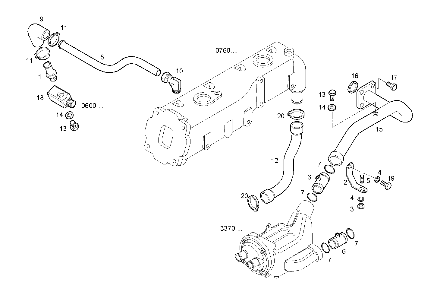 WATER LINES - N45MNAM10.00 NEF 4 mechanic. parts diagram