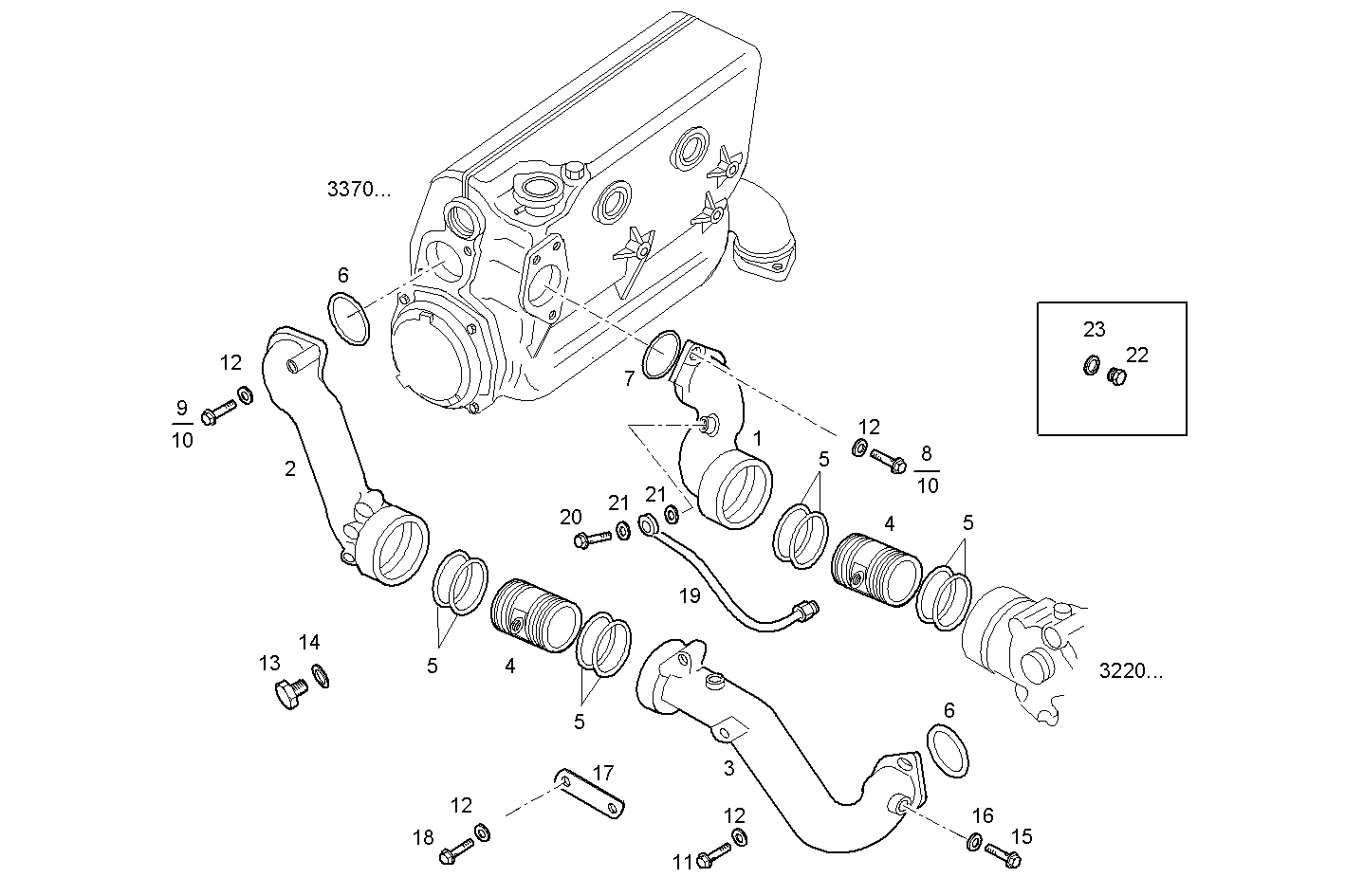 WATER LINES - C78ENTM55.10 CURSOR 8 parts diagram