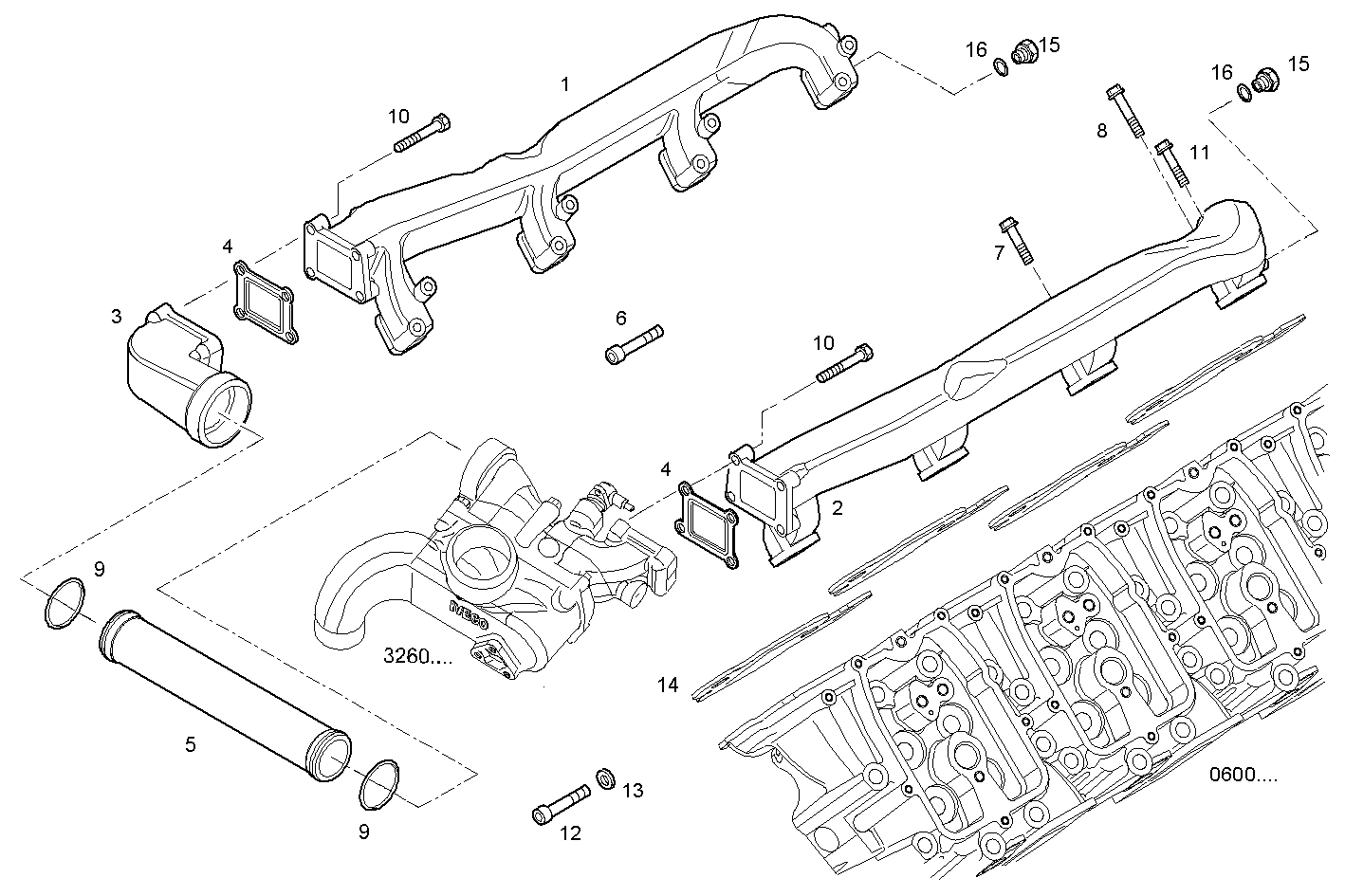 WATER LINES - VECTOR8TE2.A001 VECTOR 8 parts diagram