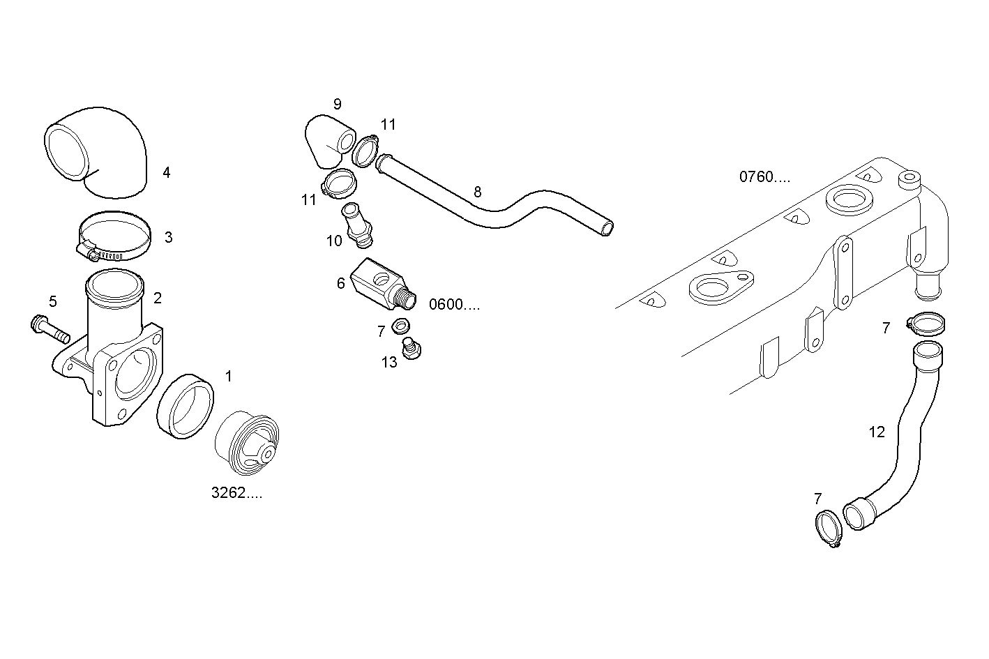 WATER LINES - N67MNTM28.30 NEF 6 mechanic. parts diagram