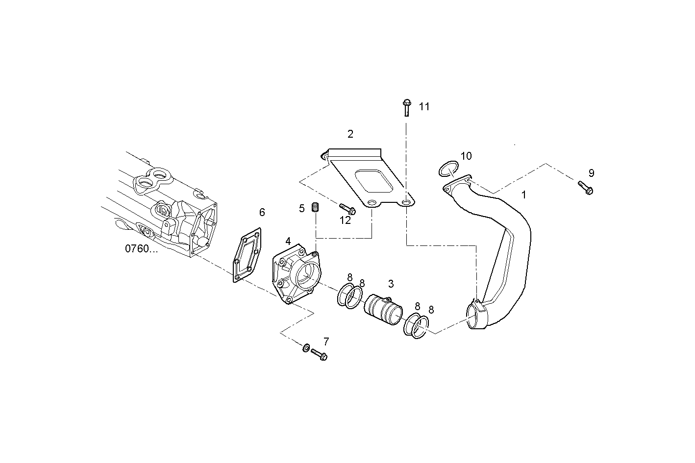WATER LINES - V08ENTM75.10B210 VECTOR 8 parts diagram