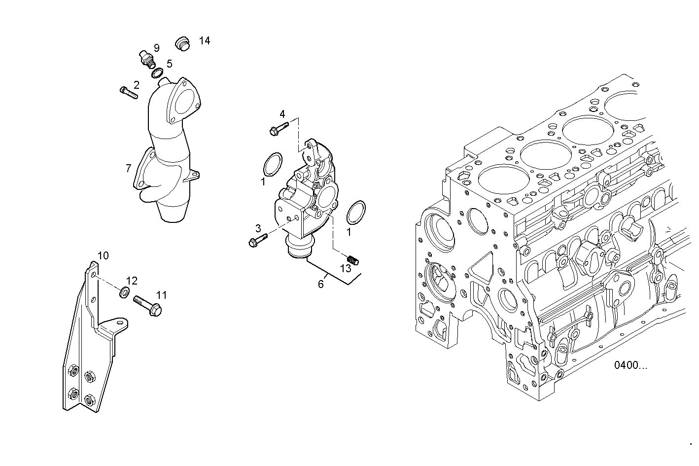 WATER LINES - F4BE0641A*G102 NEF 6 CNG parts diagram