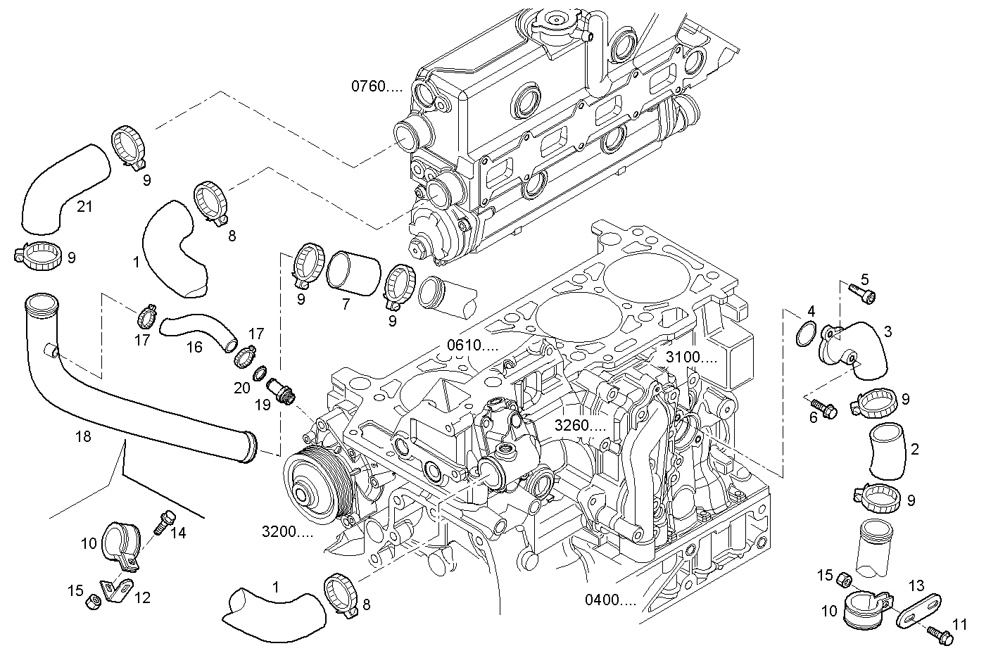 WATER LINES - S30ENTM23.10 SOFIM HPI 3.0L parts diagram